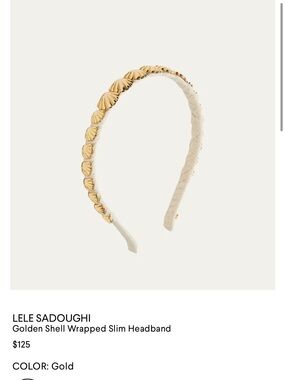 Lele Sadoughi Gold Shell-Accented Cream Wrapped Headband